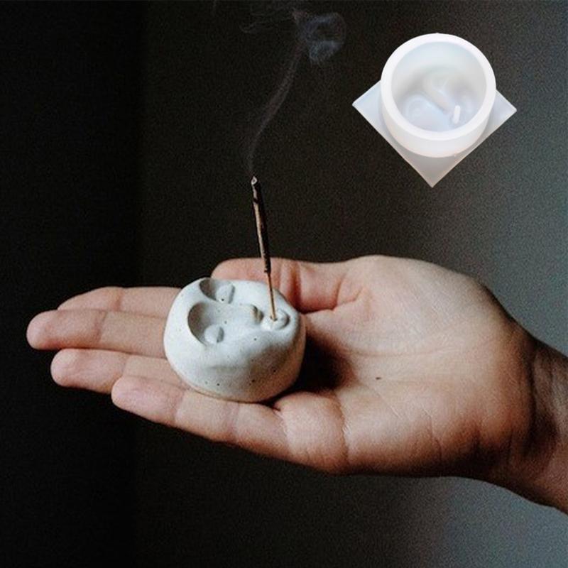 Incenses Tray Silicone Molds Handmade Human Face Pattern Incenses Insert Stick Holder Cements Plasters Mould Crafts Decors