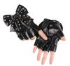 Women Bowknot Rivet Half Finger Gloves PU Leather Gloves For Nightclub Hiphop Dancing Wear And Stage Performances