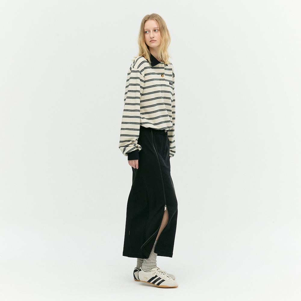 Ibiem Stitch Denim Color Block Skirt Emp9Wsk110