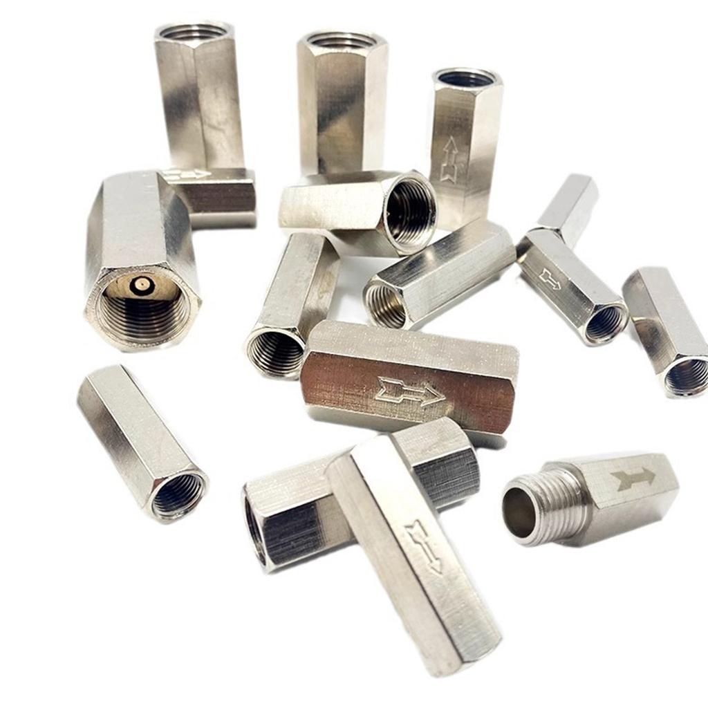 Nickel Plated Male Female thread 1/8" 1/4" 3/8" 1/2" Gas One Way Valve Air Brass Valve Pneumatic Check Valve Hexagonal Copper