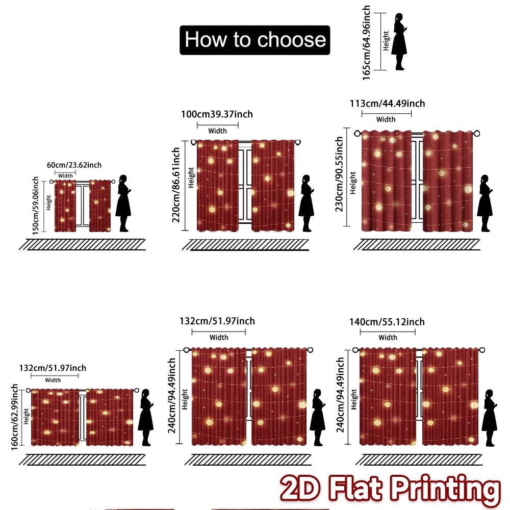 2pcs, 2D FLAT PRINTING Curtains (Without Rod) Festive Wonderland Modern Fashionable Curtainments During the Christmas Holiday