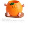 Cute Smiling Orange Succulents Planter, Realistic Orange Shaped Pot with Wooden Base, Kawaii Desktop Decor for Office Desk, Indoor Small Plant Pot