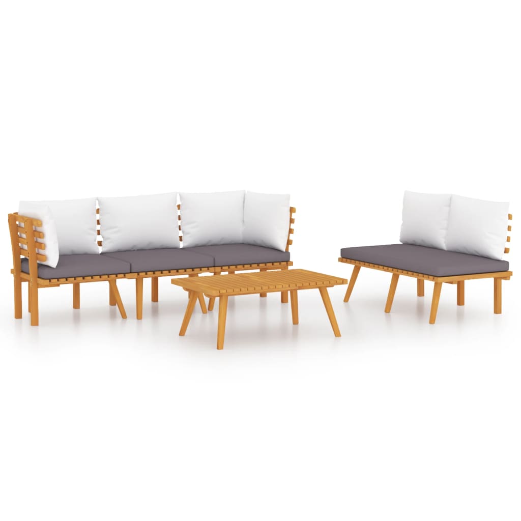 5 Piece Garden Lounge Set with Cushions Solid Acacia Wood