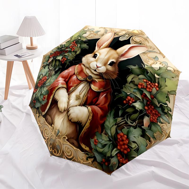 1pc Easter Bunny Automatic Folding Umbrella, Lightweight Retractable Compact Travel Umbrella, 8-Rib Sturdy Frame126