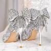 Full Diamond Thin Heel Single Shoes Autumn New Pointed Toe Shallow Cuff Foot Bow Non-slip Wear-resistant High Heels