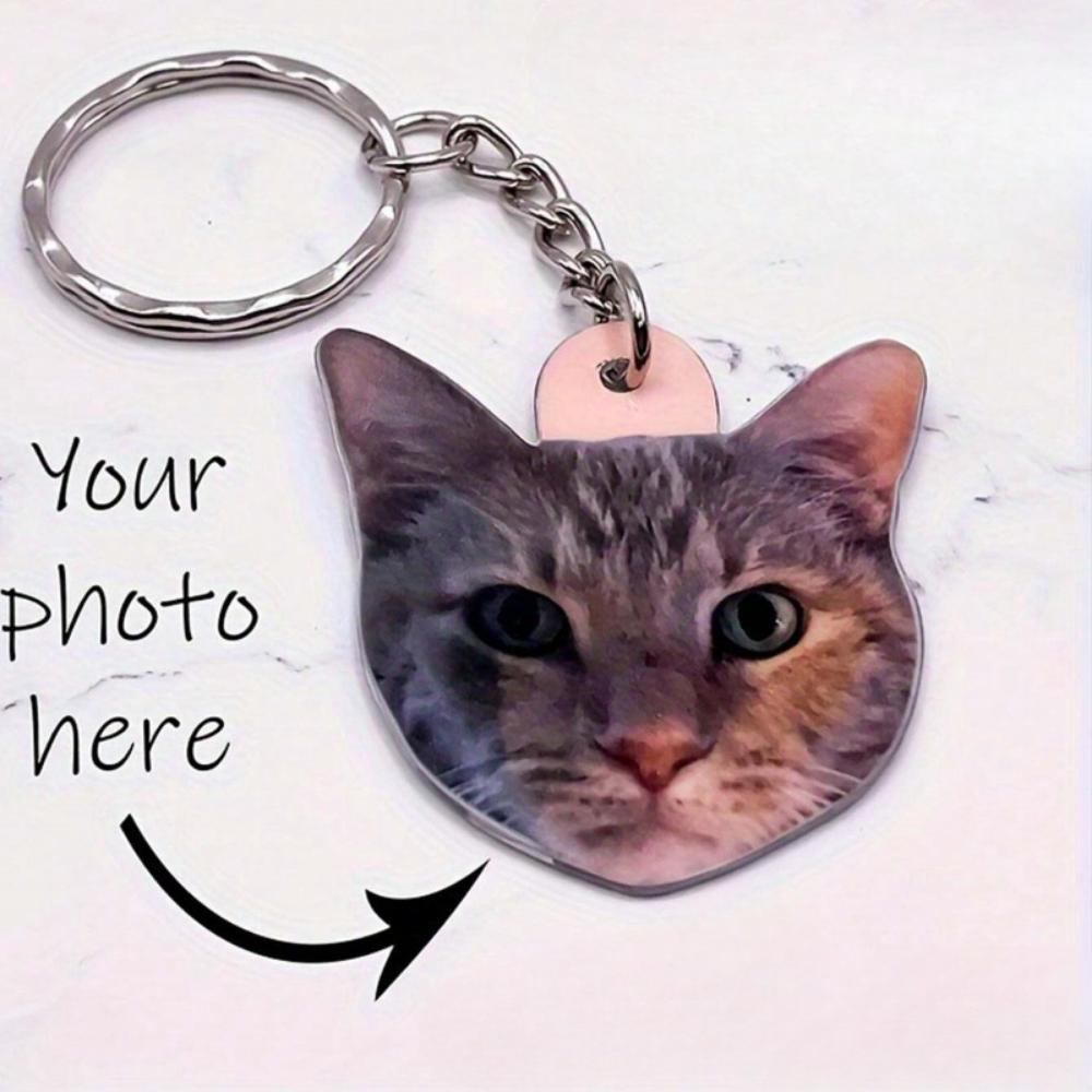 Personalized Pet Photo Keychain - Custom Acrylic Keychain with Photo of Your Dog or Cat, Graduation Gift, Name Customization, Graduation Gift