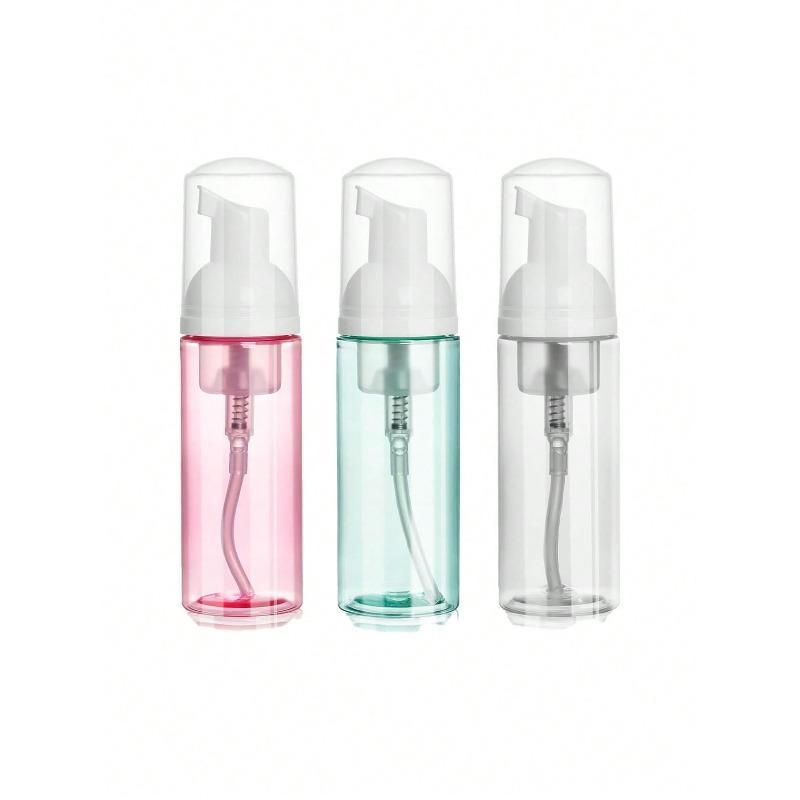 3pcs 60ML Travel Foam Pump Bottle- Clear Plastic Container, Refillable, With Dispenser Pump For Face Wash, Eyelash Shampoo