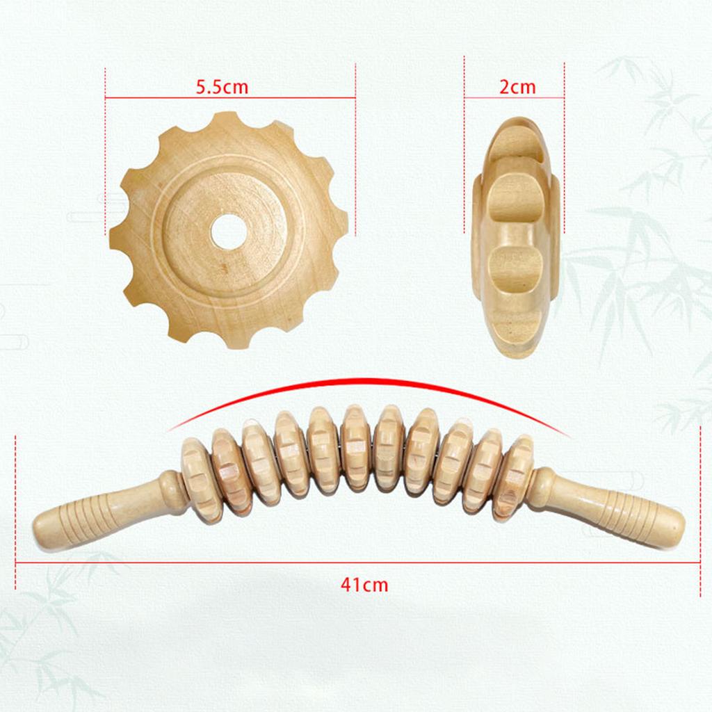 Wooden Roller Massager Wooden Therapy Roller Gear Stick Abdomen Body Muscle Belly Relief Tool Suitable for Women and Men