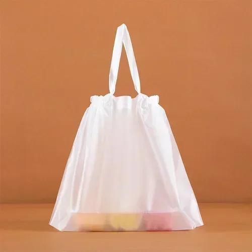 50piece Catering Plastic Tote Bags With Drawstring Pull Catering Takeaway Packaging Bags Lunch Fruit Packaging Plastic Bags