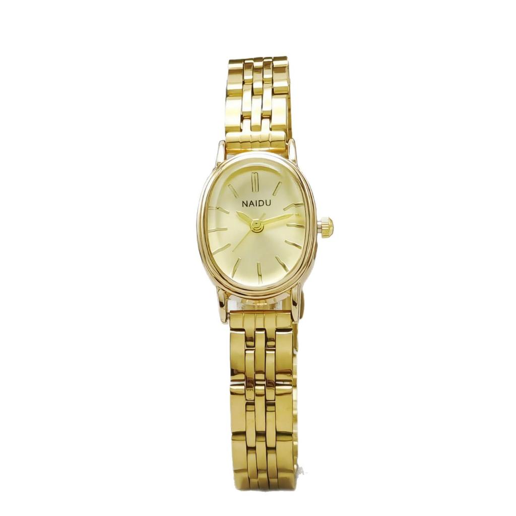 NAIDU Oval Dial Steel Band Women's Luxury Quartz Watch with Stick Markers