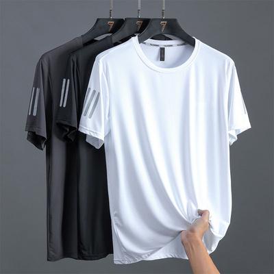Source Manufacturer Ice Silk T-Shirt Men'S Round Neck Quick-Drying Clothes, Short Sleeves, Thin Breathable Half-Sleeved Tops, Men'S Sports Trend