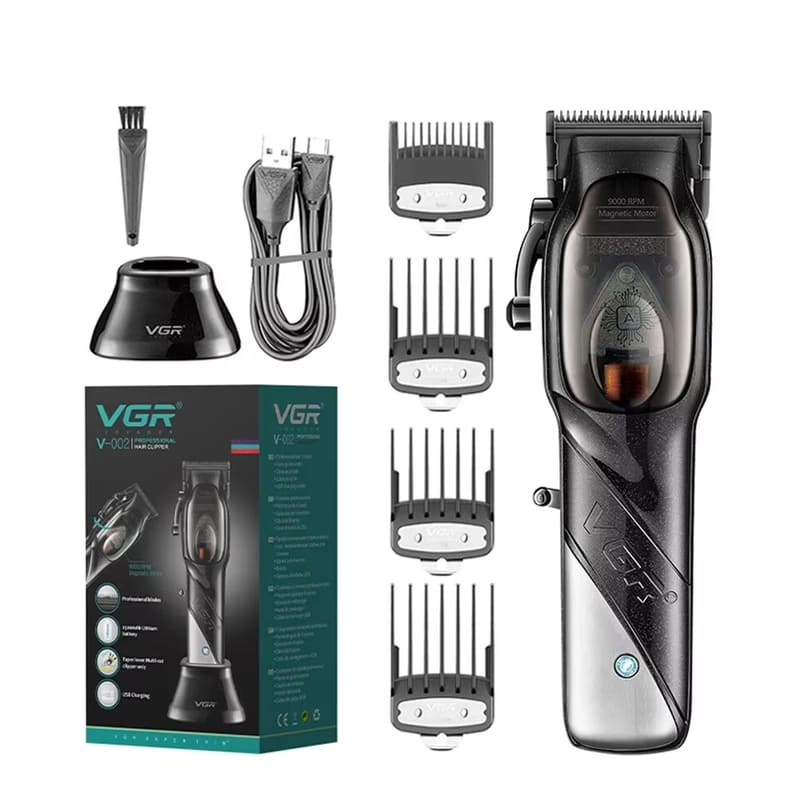 Stainless Steel Rechargeable Electric Hair Clipper Shaver Gradient Fine Trimming with Base Household Electric Shaver Rechargeable Dual-purpose