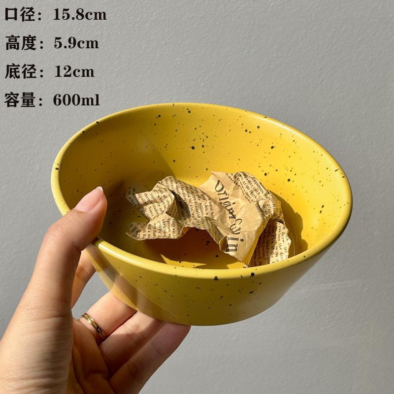 Splash Ink Korean Retro Tableware Ins Wind Ceramic Bowl Fruit Yogurt Bowl Oat Dessert Bowl Tableware Large Rice Bowl