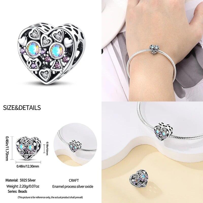 2024 Original New In Fairy Tale Town Series Round Heart Shaped Beads FitNew Bracelet 925 Silver Women Bead DIY Jewelry Gift