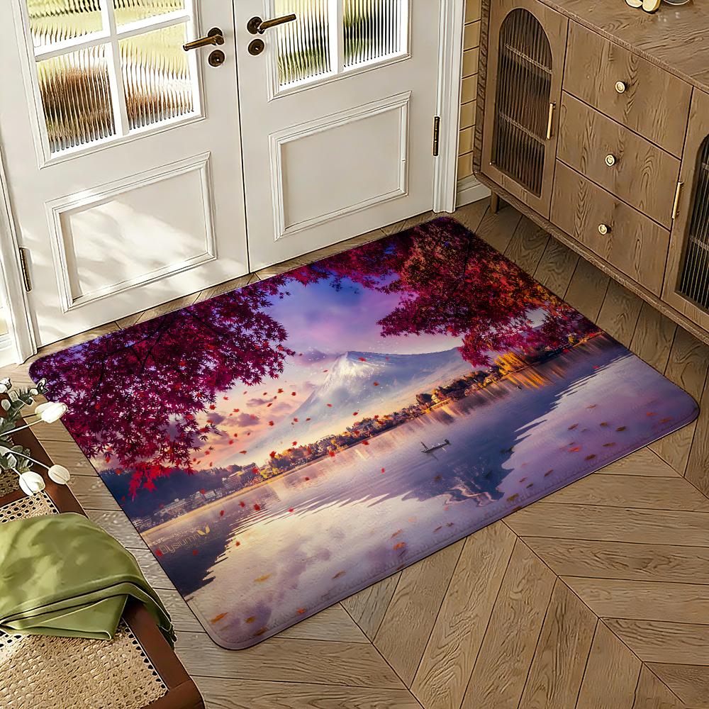 Mount Fuji Floor Mat Soft Thickened Absorbent Non-Slip Bedroom Living Room Door Mat Home Decor Flannel Rugs