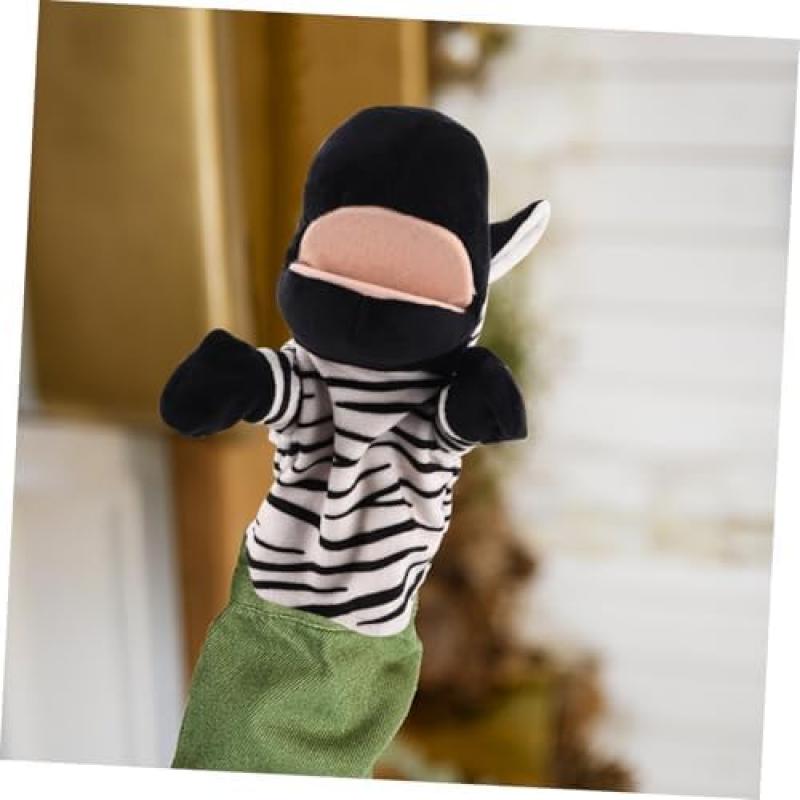 Zebra Finger Puppet with Mouth Opening Soft Plush Hand Puppet for Kindergarten Kids Parent-Child Interaction Puppet Theater Toy