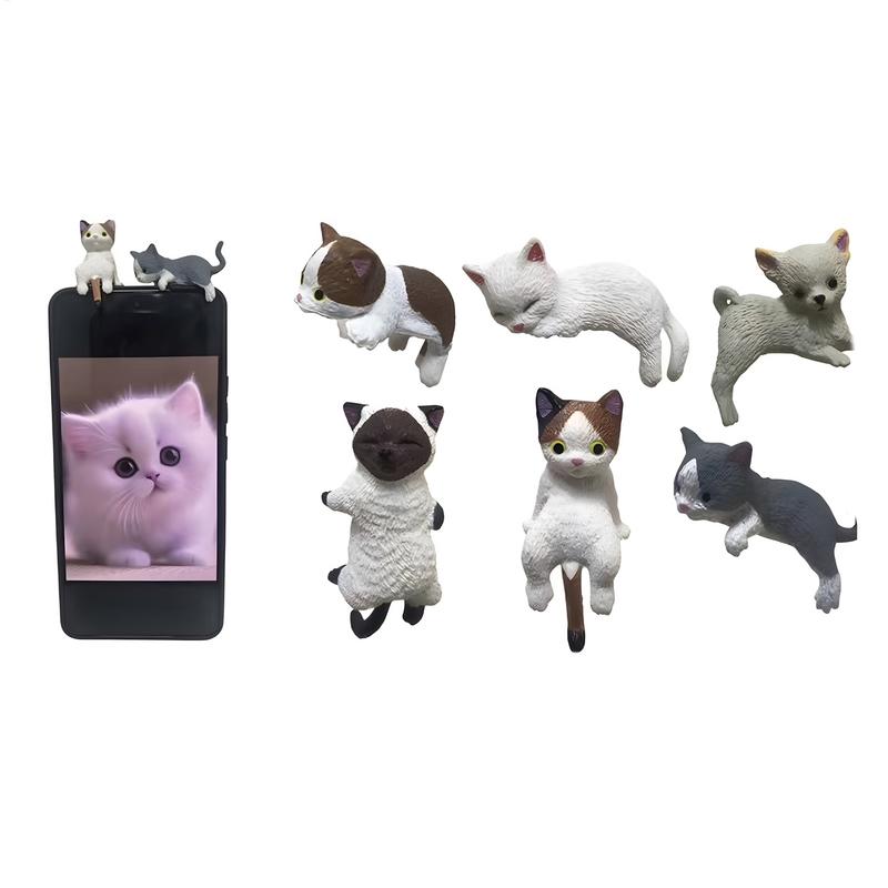 Random Style Cute Mini Cartoon Cat Ornaments Car Screen Figurine Edge Decoration Cat Micro Landscape Model Car Accessories Gifts