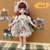 30CM Mini Movable 23Jointed Doll Girls Toy 3D Big Eyes BJD Princess Full Outfits Dresses Collection Childrens Doll Gift