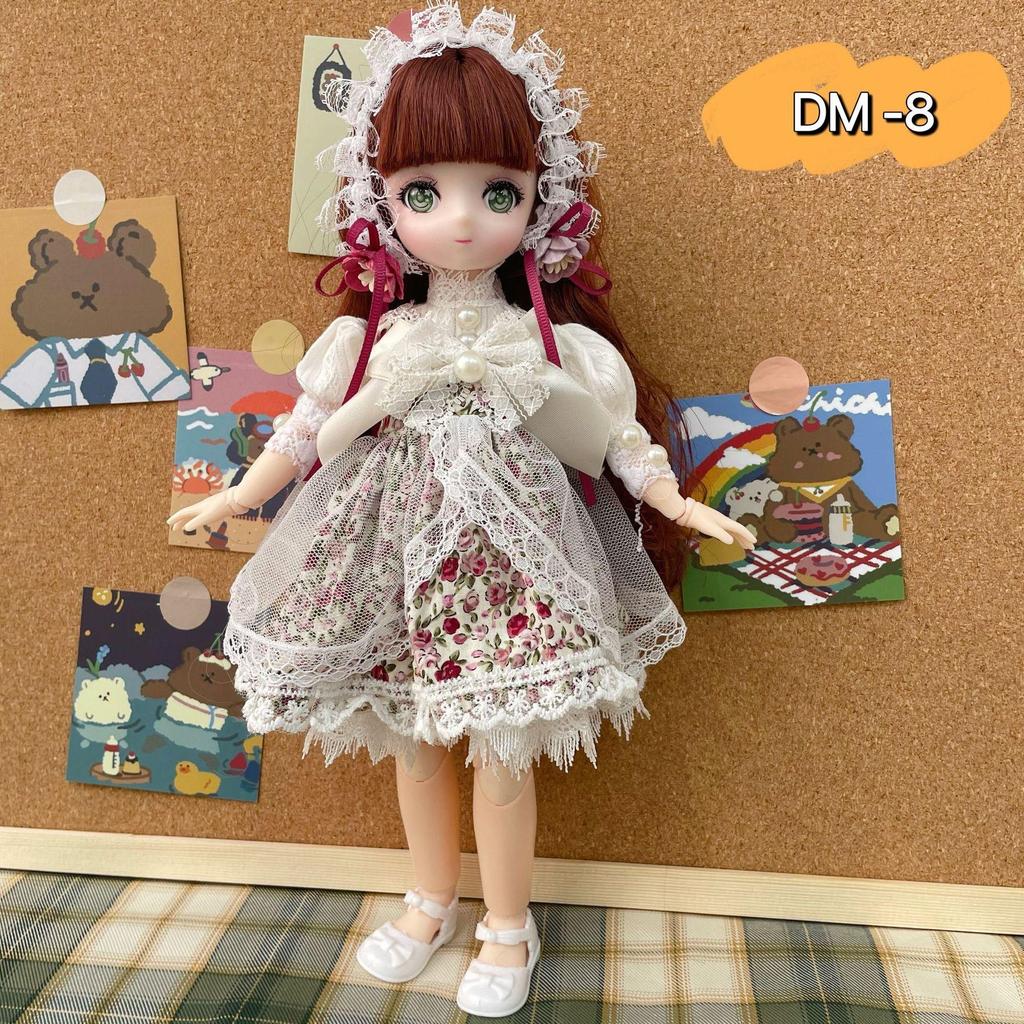 30CM Mini Movable 23Jointed Doll Girls Toy 3D Big Eyes BJD Princess Full Outfits Dresses Collection Childrens Doll Gift