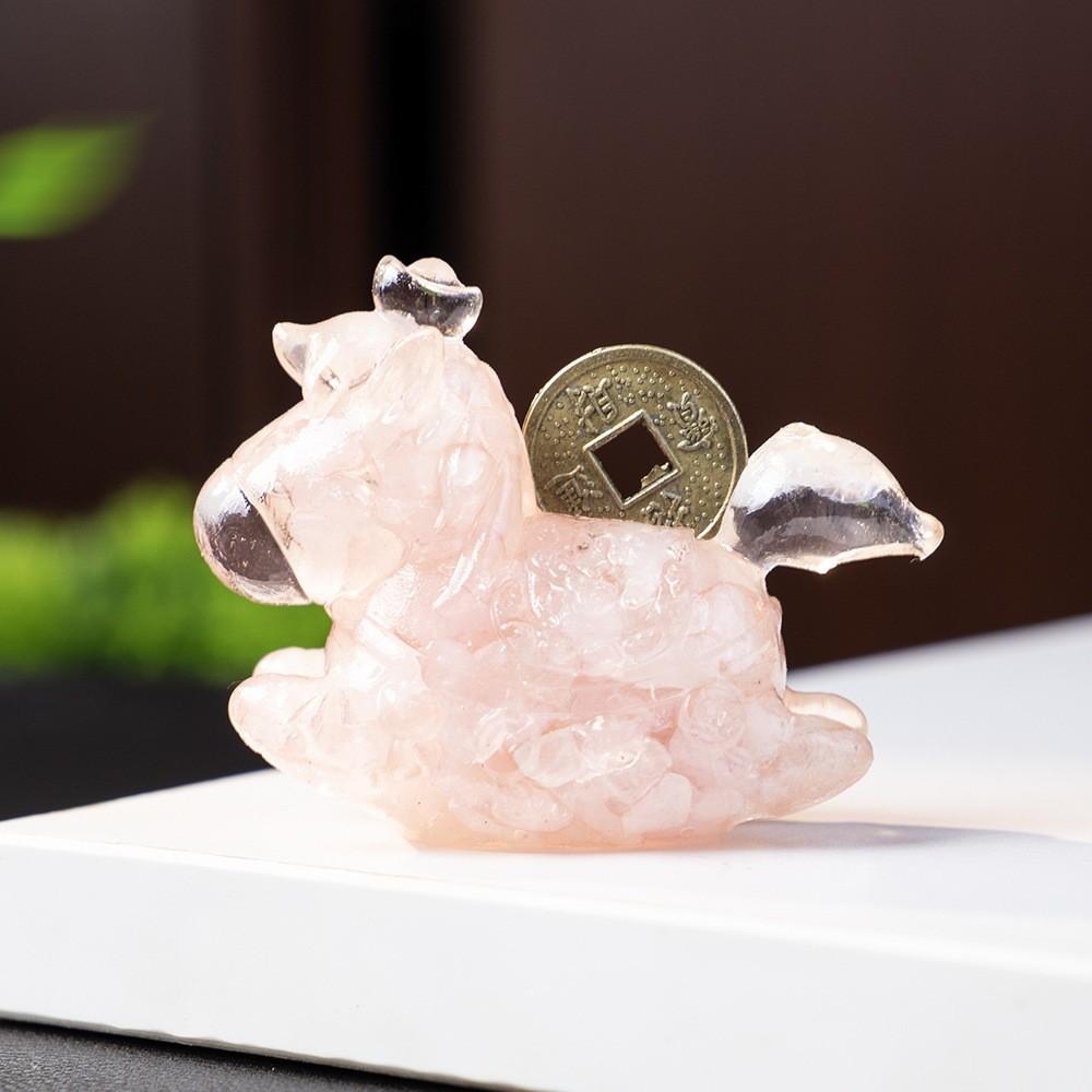Resin Animal Decor With Natural Crystal Chips For Home Office Gift