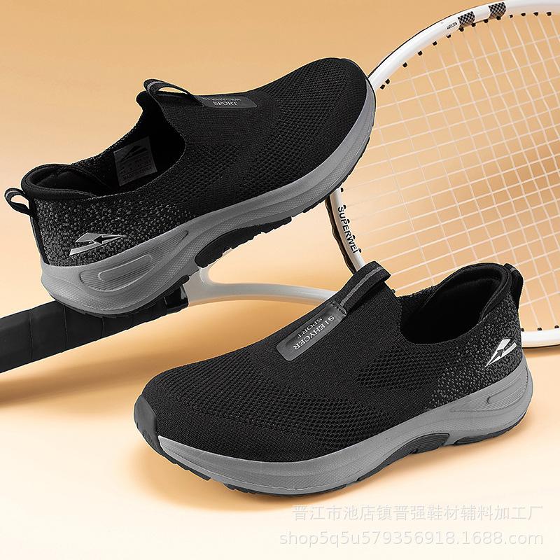 Ultraleichte lässige Schuhe aus großflächigem Fliegenstrick, hochwertige Slipper zum bequemen Gehen, trendige Sportschuhe für Herren