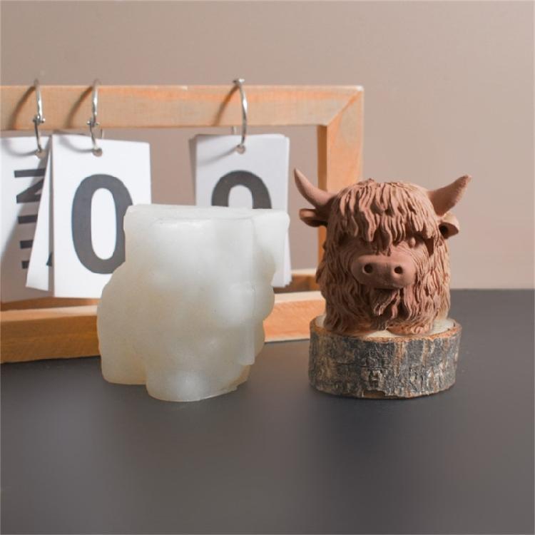 Yak Kopf Statue Silikon Kerzenformen für Epoxidharz Handgemachte Kerze Seife Topfpflanzenvase Heimdekoration