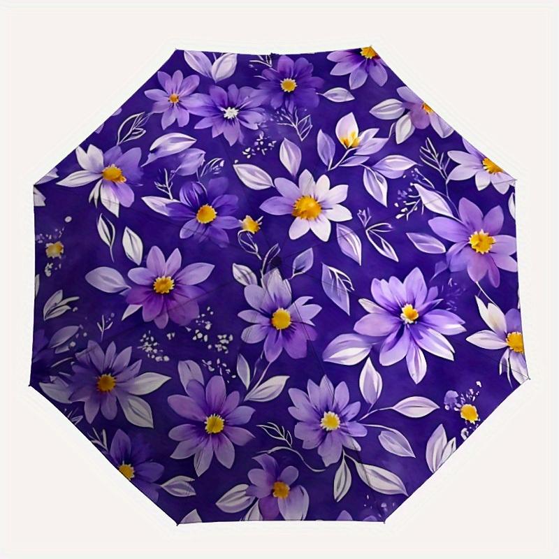 

1pc Purple Floral Pattern Automatic Open/close, All-Season Portable Folding Umbrella for Friends, Travel, Everyday yy250812182