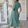 Women's Polka Dot Dress Summer Hundred with Shirt Collar Swing Dress