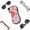 Cute Pink Heart Print Soft Cloth Sunglasses Case,Portable Anti Scratch Eyewear Pouch,Lightweight Travel Spectacle Bag Glasses Accessories Gift