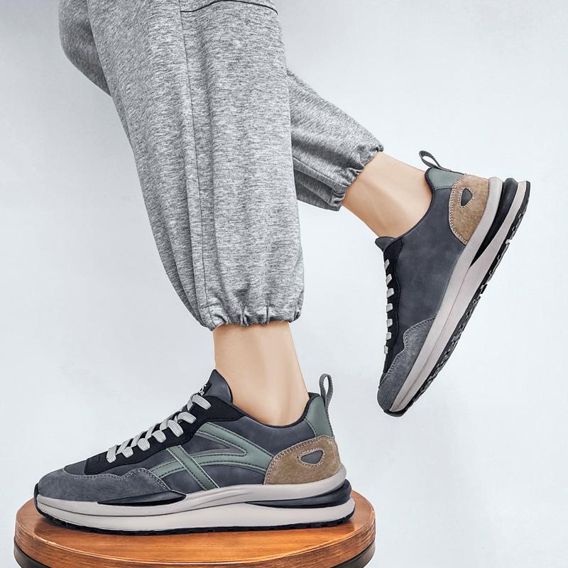 Fashion Leisure Outdoor Jogging Sports Shoes Breathable Lace-up Trendy Sneakers for Men's Summer Casual Running Thick Sole Shoes