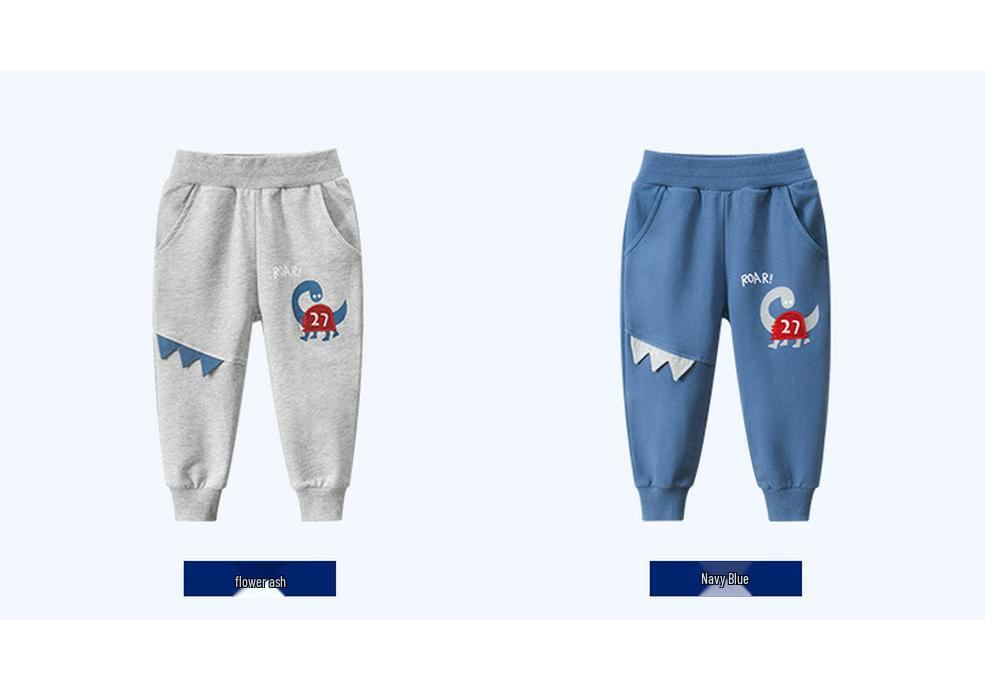 27kids Korean-Style Dinosaur Sweatpants for Kids - Spring/Autumn 2024 Collection