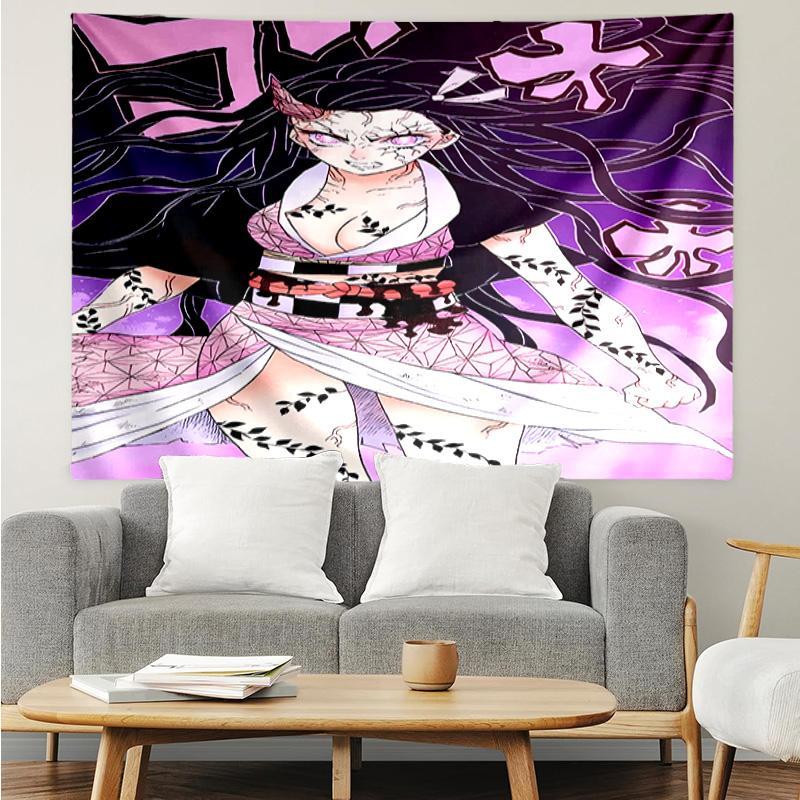 Demon Slayer Nezuko2 Tapestry for Bedroom Aesthetic Classroom Tapestries Wall Hanging for Living Room Dorm Office,Ideal Creative Gift