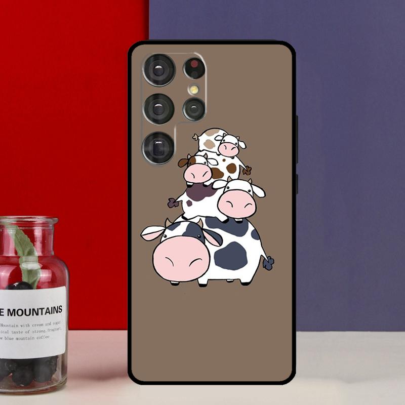 Cartoon Cute Cow Spots Funda Case For Samsung Galaxy S25 Ultra S9 S10 S20 S21 S22 Plus S23 Ultra S24 FE Phone Cover