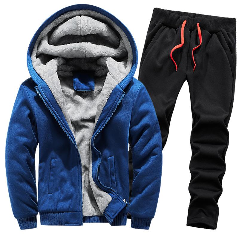 Velvet Sweater Suit Men's Thickened Warm Cardigan Autumn Winter Sports Hooded Men