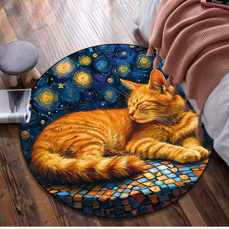 1Pc Animal Circular Print Rug - Home Decoration Carpet For Living Room Bedroom Flooring Computer Chair Area Rug