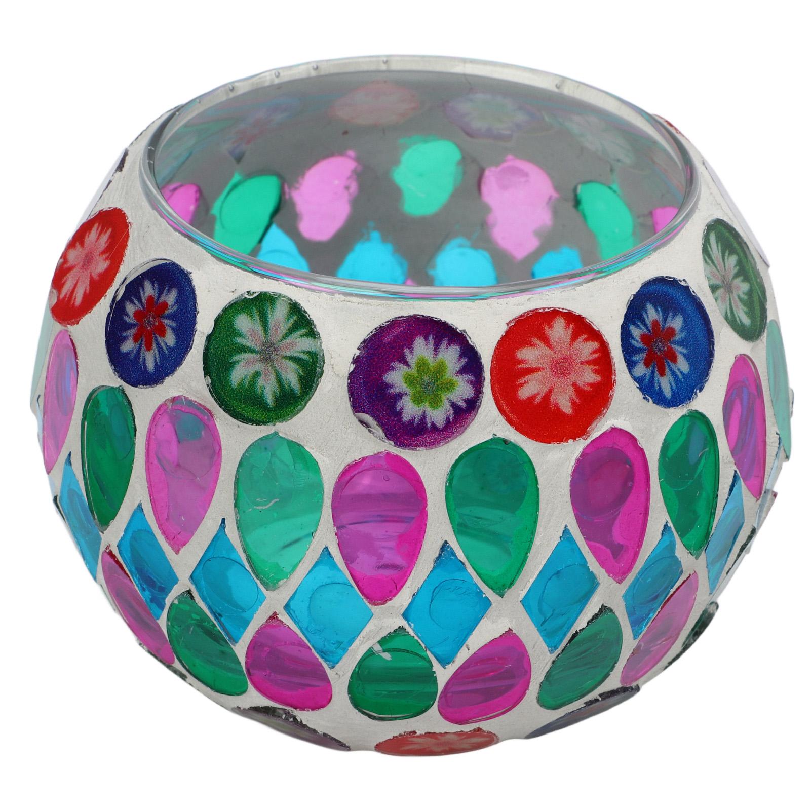 

Мозаичный подсвечник для чайной свечи, мозаичное стекло, яркие цвета, изысканный узор, стеклянный подсвечник для свечи