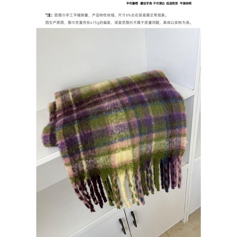 

Designer Homemade Mohair Imitation Cashmere Plaid Winter Scarf Women s Thickened Warm Fringed Scarf Shawl