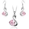 Cigno di cristallo Ciondolo charm amante moda Set di gioielli regalo di compleanno presente Collana Orecchino charm di qualità ragazza appuntamento