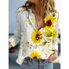 Women's 3D Outdoor Shirt with Unique Sunflower Print, Sunny and Energetic Style, Loose V-Neck Button-Up Shirt