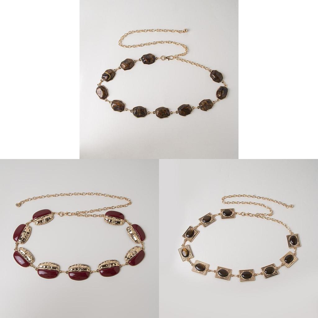 Elegante Catena Metallica per Vita Femminile con Decorazioni di Pietre Preziose per Accessorio Moda Estivo