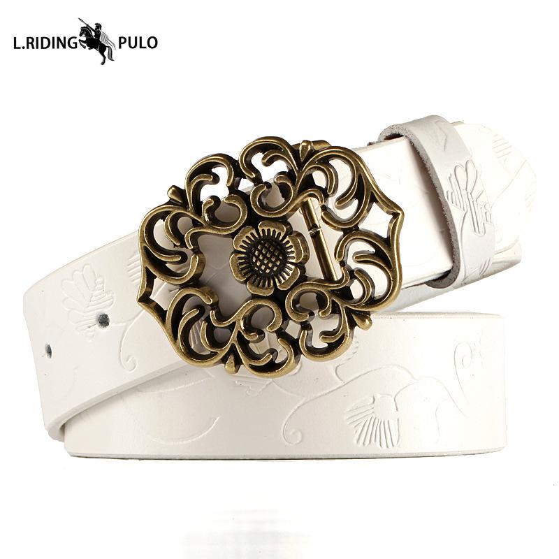 Vintage pásek z hovězí kůže Etnický styl Džíny Pravá kožená opasek Dámská móda Univerzální Dámský opasek