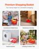 Shopping Baskets, 4 PCS, 21L Stackable PE Plastic Grocery Baskets with Handles, Dense Mesh Structure, Holds up to 9.07kg, Portable for Grocery,
