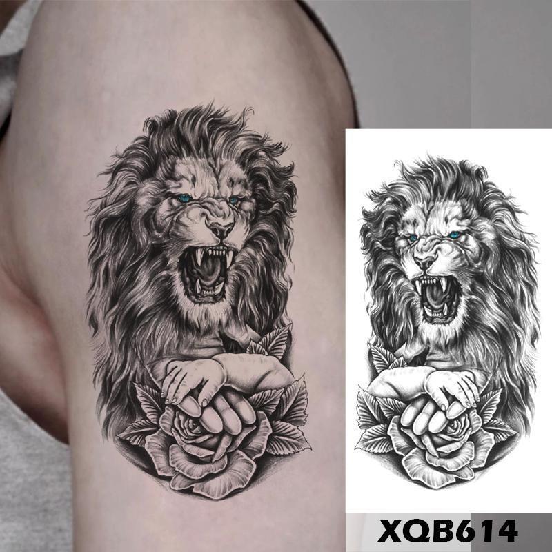 1 stk 210*114MM Havfrue Midlertidig Tatovering For Kvinner Menn Realistisk Rev Løve Blomst Tatoveringer Klistremerke Rygg Arm Engangs Død Hodeskalle Falsk Tatovering