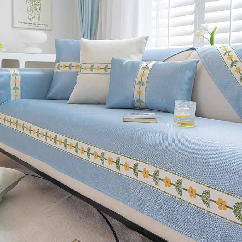 Ice Silk Sofa Cushion, Summer Mat, Non-Slip Seat Cushion, Advanced Sense  New Cream Wind Sofa Cover Cover Cloth