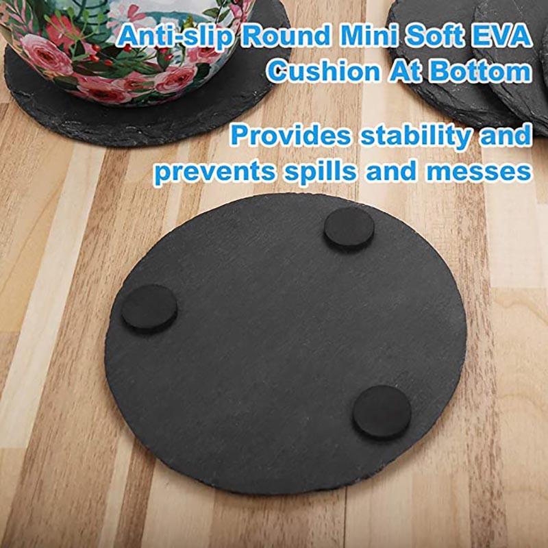 Round Natural Black Stone Slate Western Steak Plates Slate Dinner Plate Kitchen Cheese Pizza For Home Food