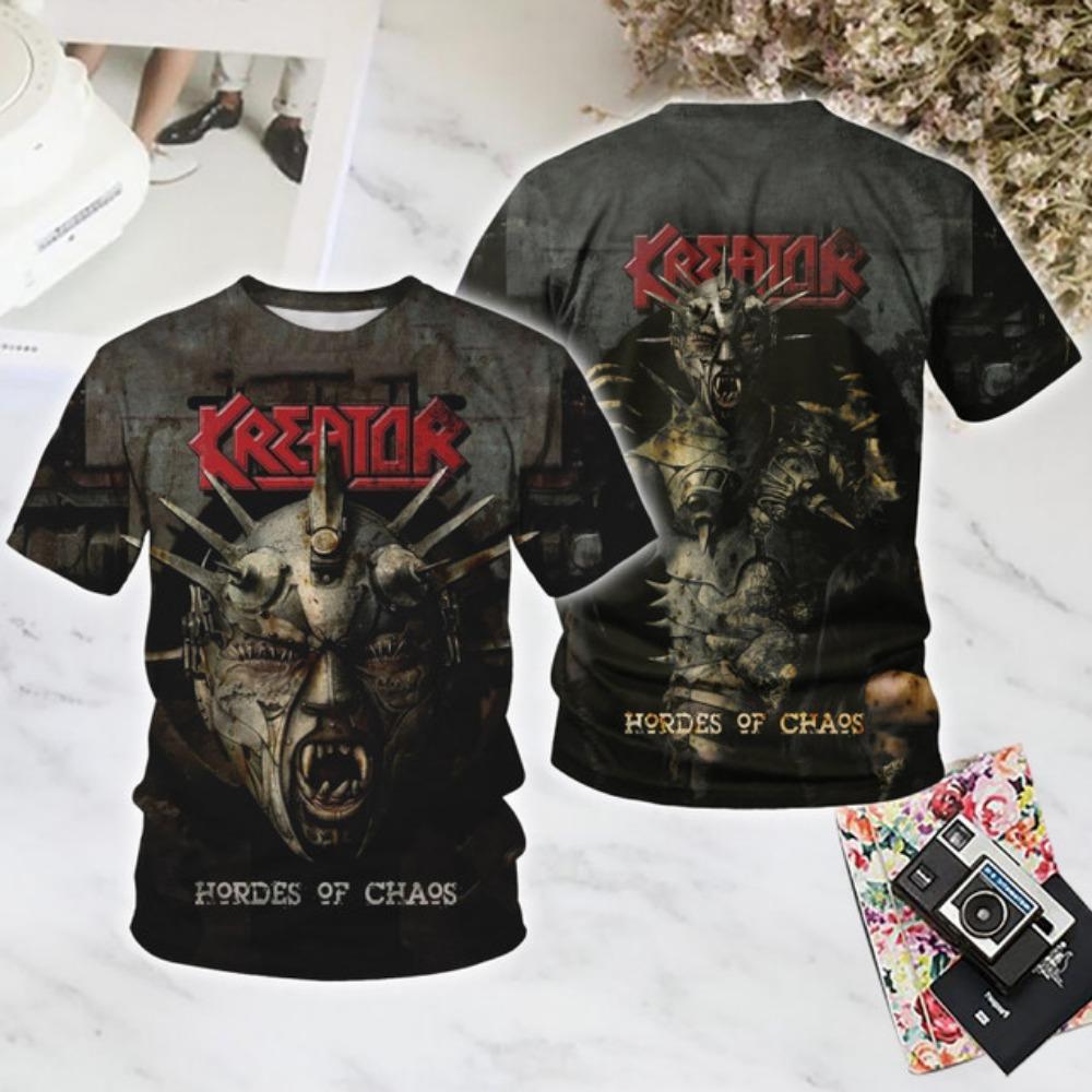 Popular Rock Kreator 3D Print T-Shirts Men's Women Short Sleeve Round Neck T Shirt Harajuku Hip Hop Top Tees Unisex Clothing