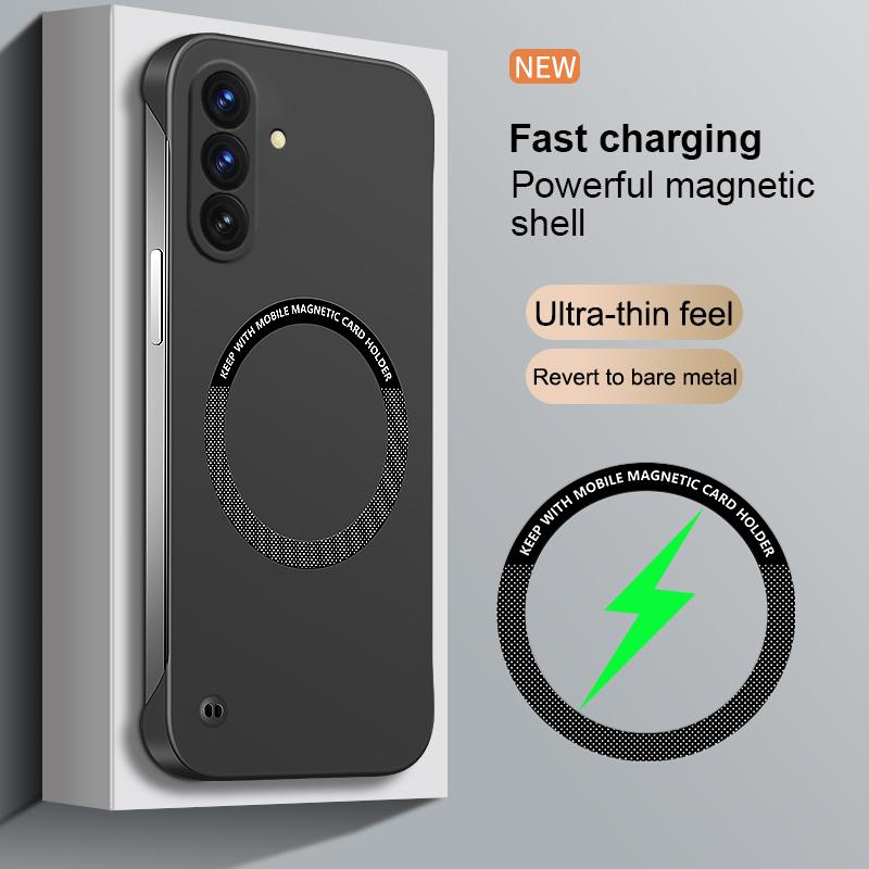 Ultradünne rahmenlose Luxus-Stoßfeste einfarbige Hülle Für Magsafe Für iPhone 16 15 14 13 12 Pro Max 11 17 Samsung S25 FE S26 S24 S23 S22 Ultra