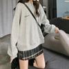 Alphabet Sweatshirt Women's Thin Loose Top Crew Neck Student Casual Pullover