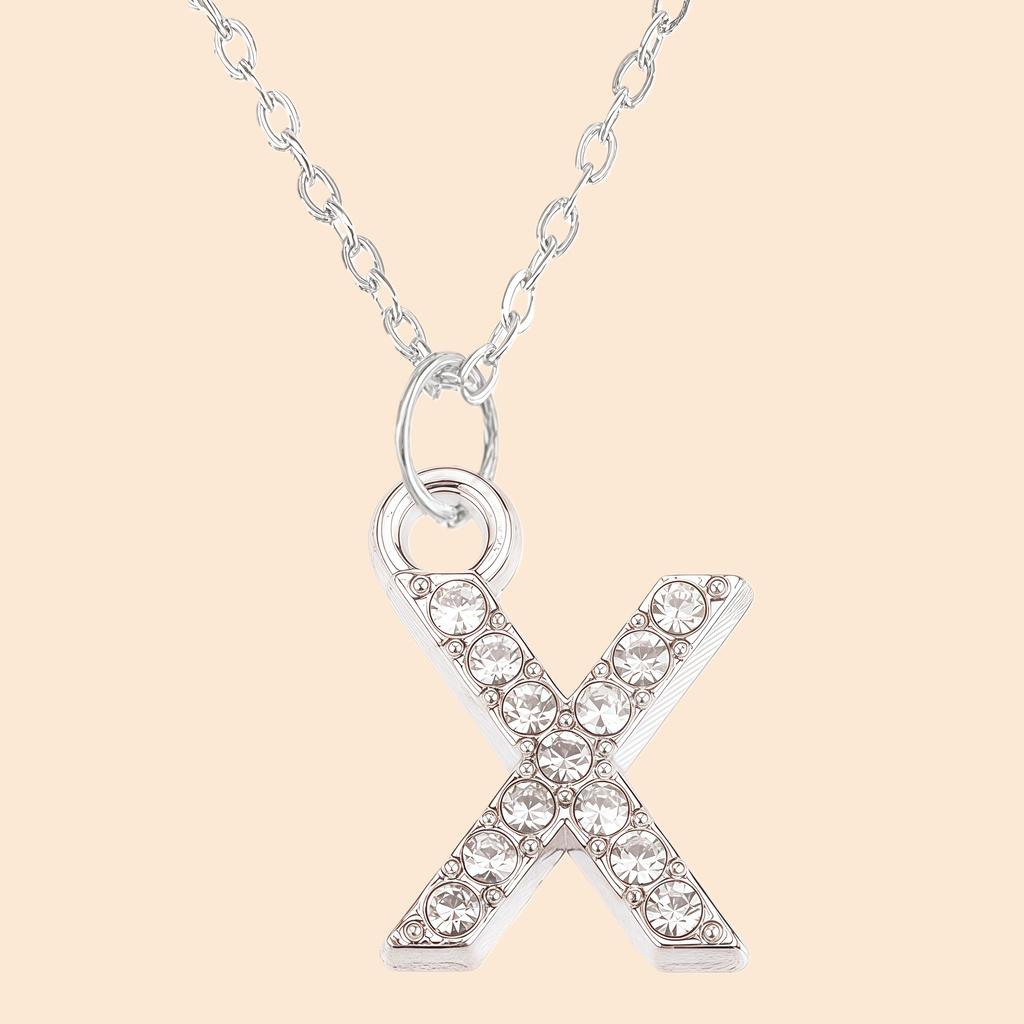 Shining Zircon A-Z Letter Pendant Necklace 26 Initial Alphabet Clavicle Chain For Women Valentine's Day Party Jewelry Gift