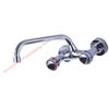 85AD Brass Wall Faucet For Sink Double Control Handles 360 Degree Rotations Space Saving Design Hot Cold Water Mixer for House